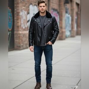 Guess Men's Black Polyurethane (Pu) Motto Jacket Size XXL